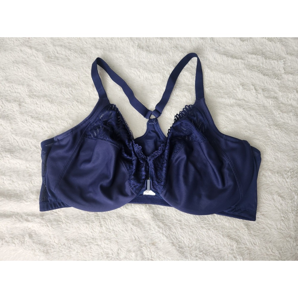 Glamorise Womens Blue MagicLift Front-Closure Posture Back Bra Size 48DD...